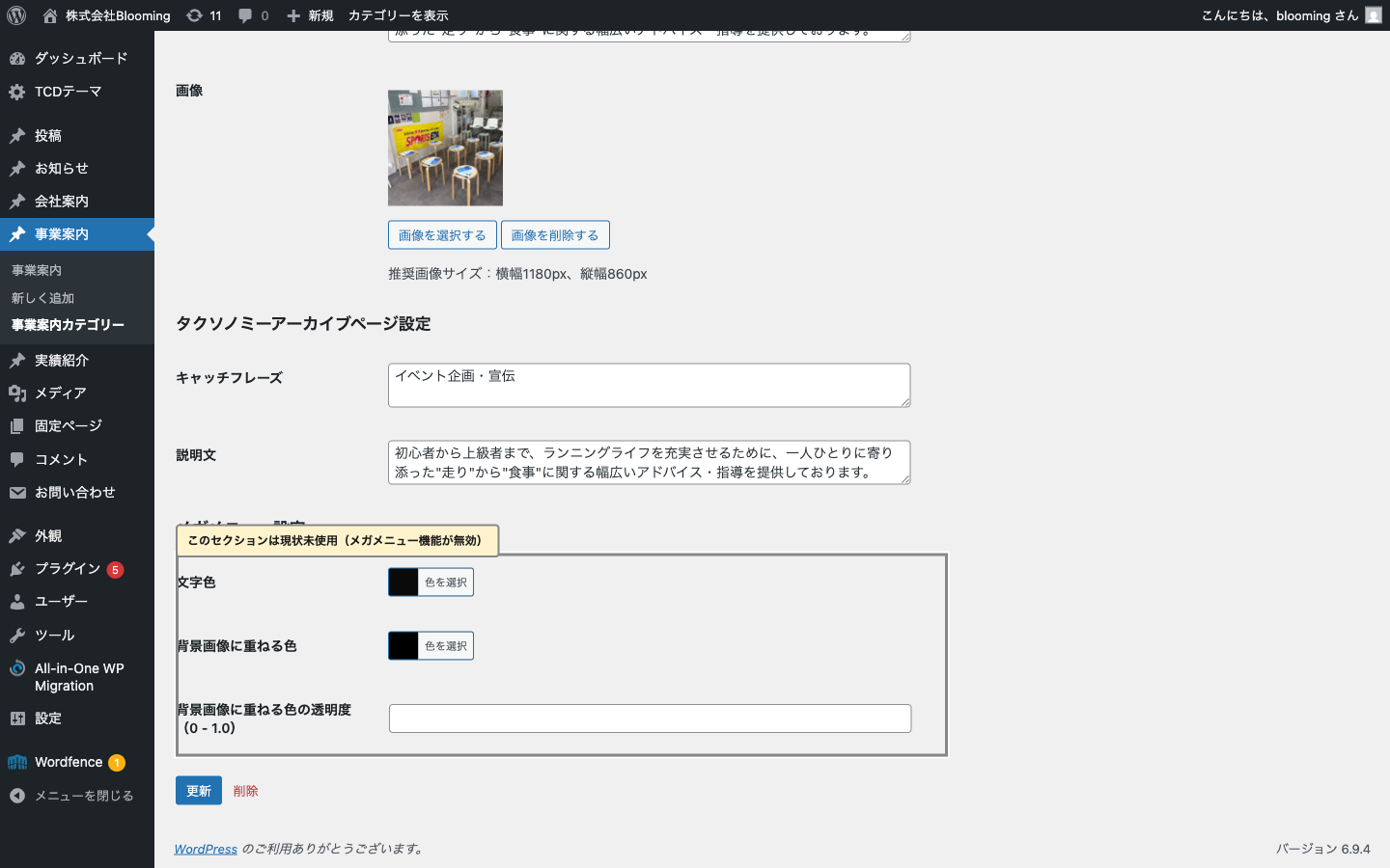 メガメニュー設定セクション（現状未使用）